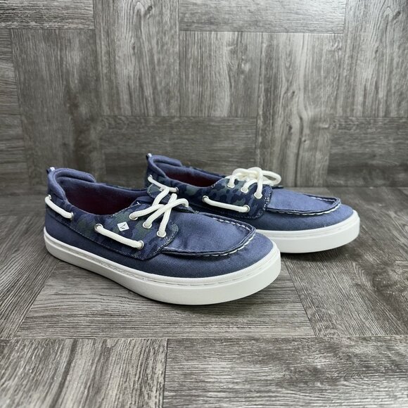 Sperry Sea Ketch Kids size 2 Blue Canvas Shoes - Picture 5 of 8